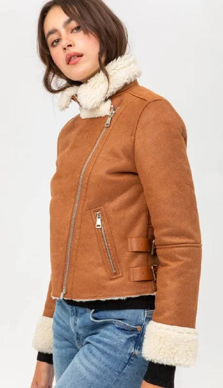 Women's Vintage Brown Shearling B3 Bomber Aviator Jacket