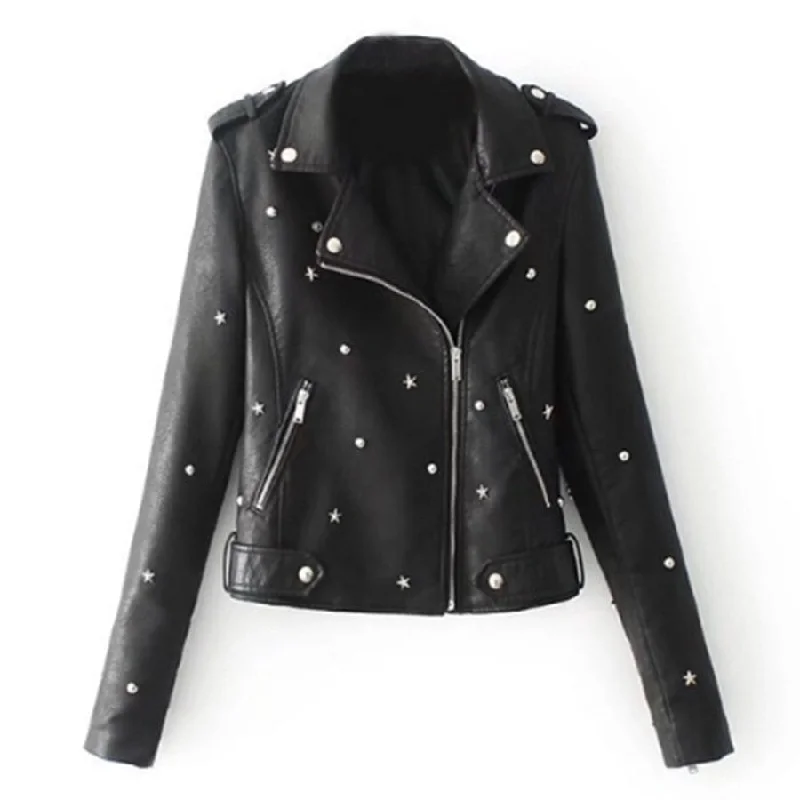 Women's Winter Leather Biker Jacket