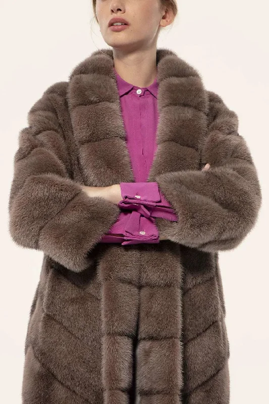 Brown mink fur coat