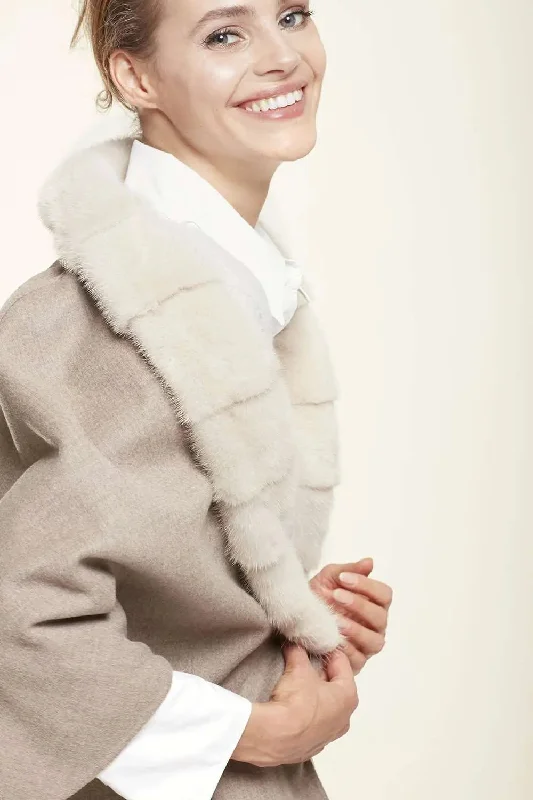 Coat with mink fur collar