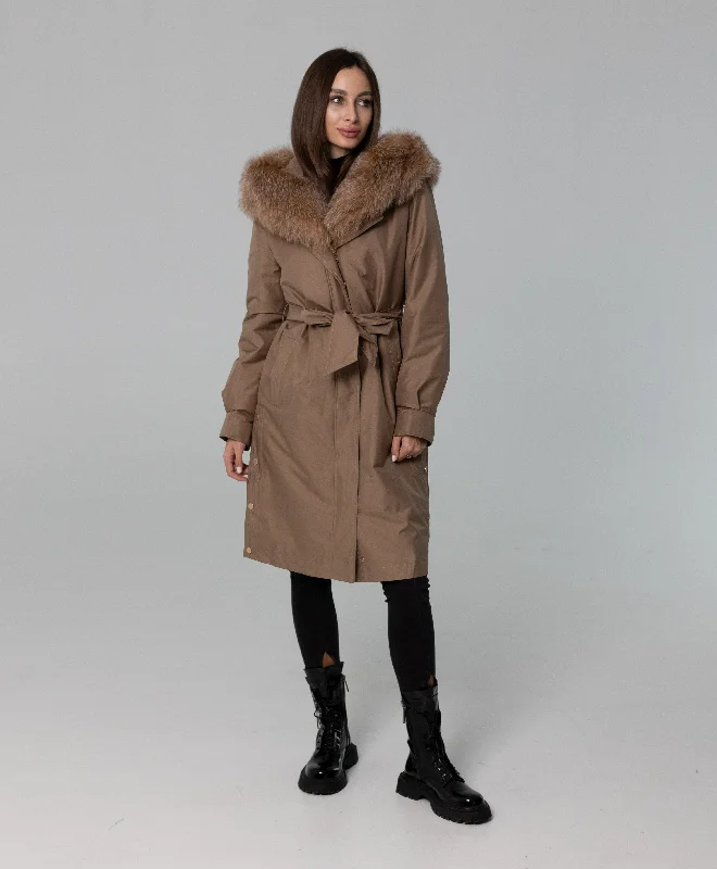 Genuine Fox Fur Trim Rabbit Fur Insulated Parka