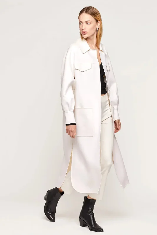 Long white cashmere coat