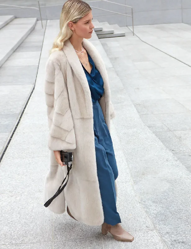 Long white mink coat