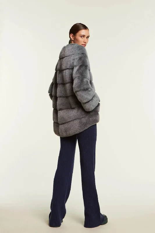 Mink jacket dark grey