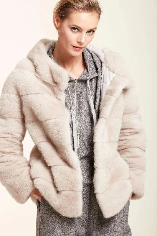 Reversible hooded mink jacket