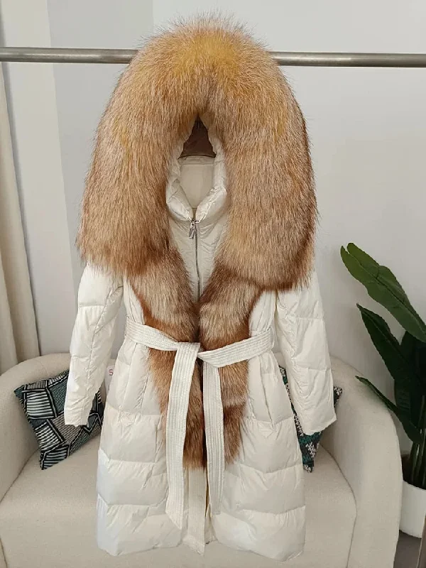 Real Fur Collar Duck Down Long Puffer Jackets