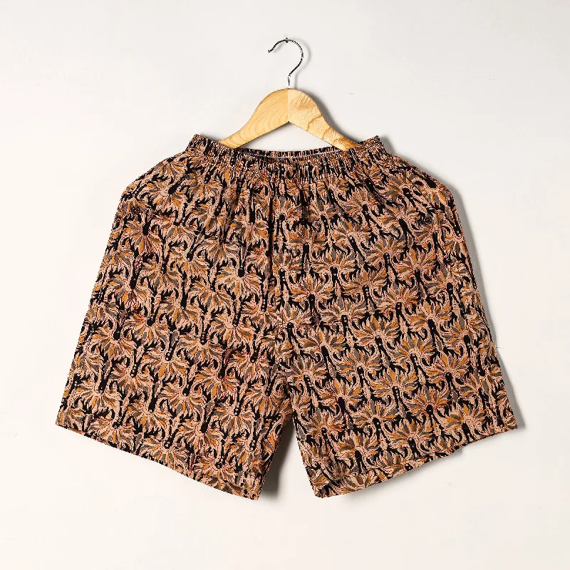 Brown - Kalamkari Block Printed Cotton Unisex Boxer/Shorts