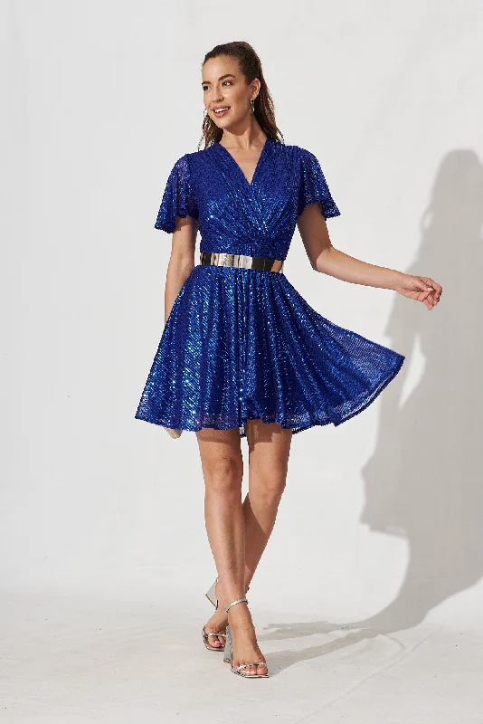 Amoretto Sequin Dress In Blue