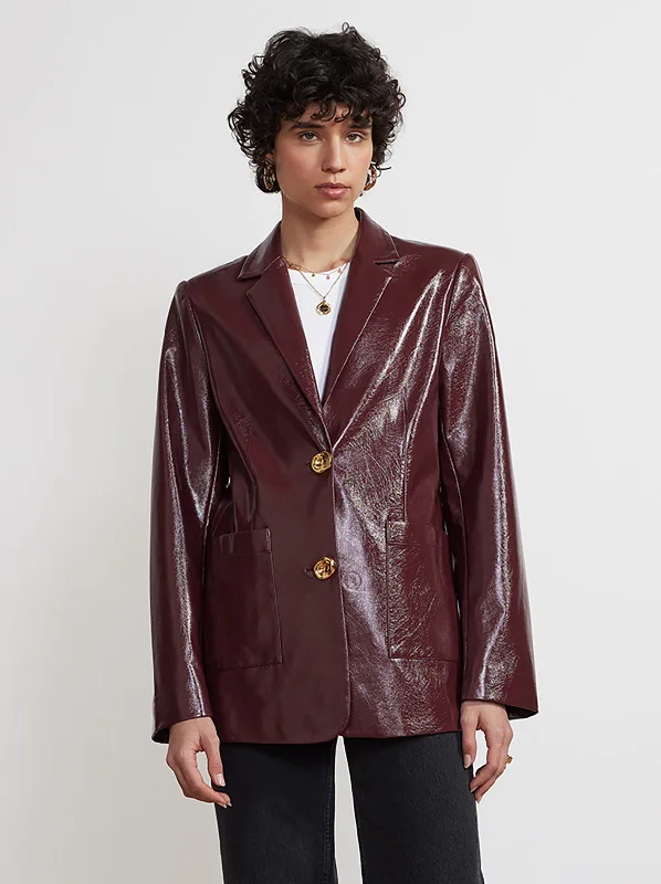 Andie Chocolate Vinyl Blazer