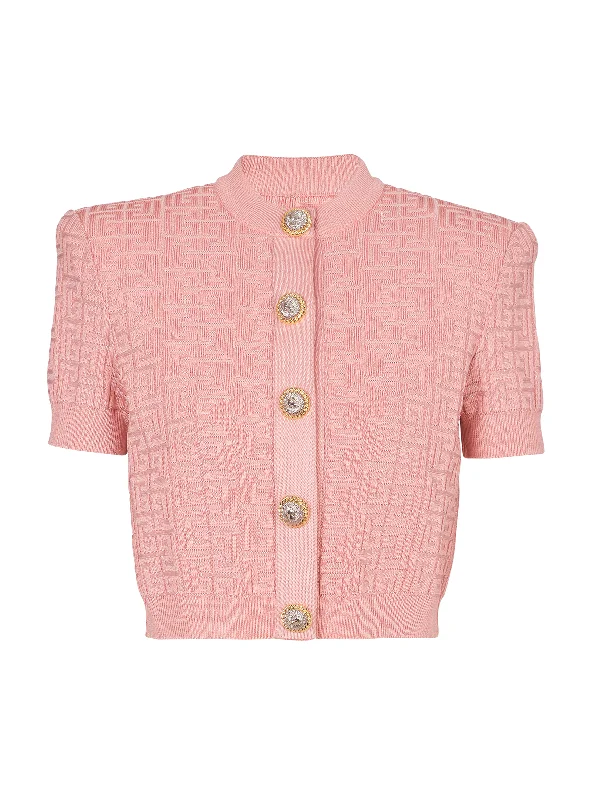 Buttoned Glittered Knit Cardigan