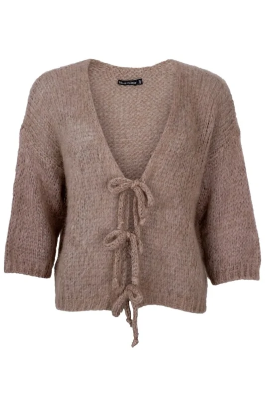 Black Colour - Bccasey Bow Cardigan - Nougat