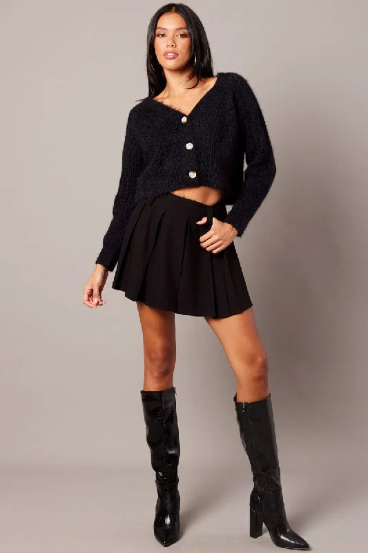 black-fluffy-knit-cardigan-v-neck-kn2548-41jb-2