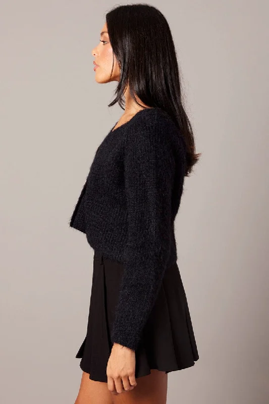 black-fluffy-knit-cardigan-v-neck-kn2548-41jb-2