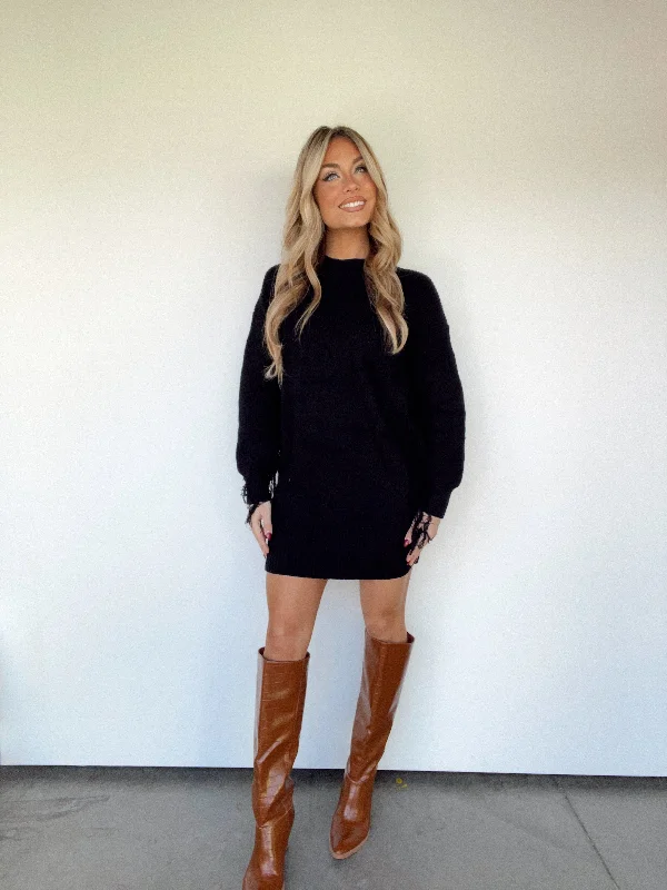 black-fringe-sweater-dress