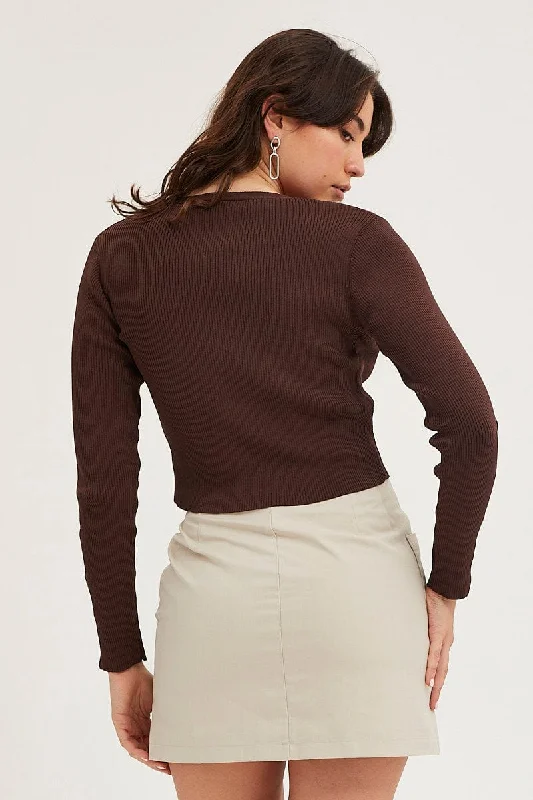 brown-knit-cardigan-long-sleeve-v-neck-cut-out-kn14190-40ub