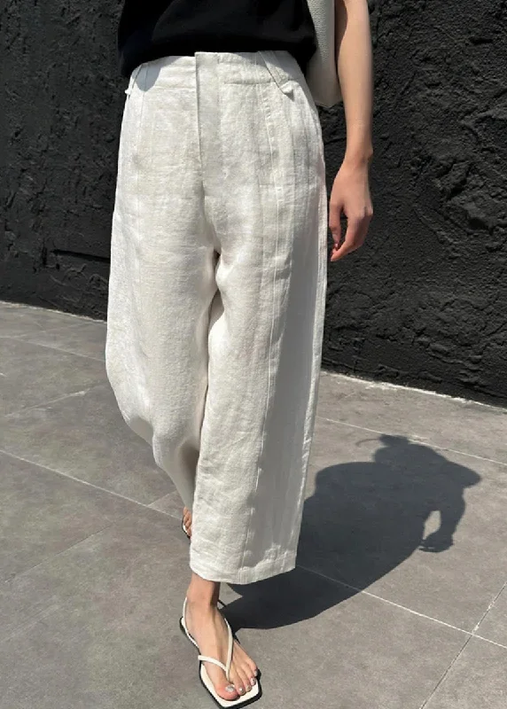 casual-white-patchwork-pockets-high-waist-linen-crop-pants-summer