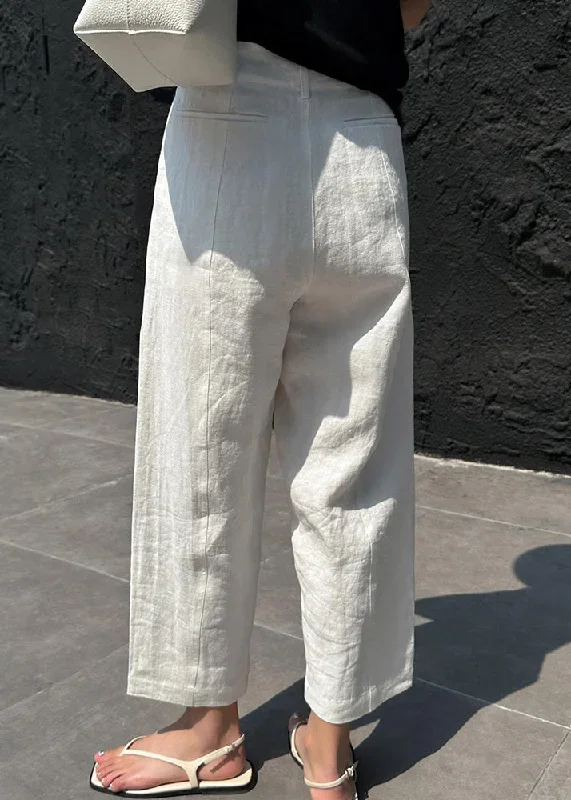 casual-white-patchwork-pockets-high-waist-linen-crop-pants-summer