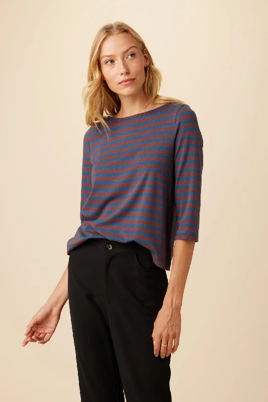 Cecelia Reverie Knit Tee - Maple Azure Stripe