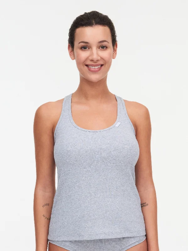 CHANTELLE - FREE EXPRESS SHIPPING -Cotton Comfort Tank Top- Mixed Grey