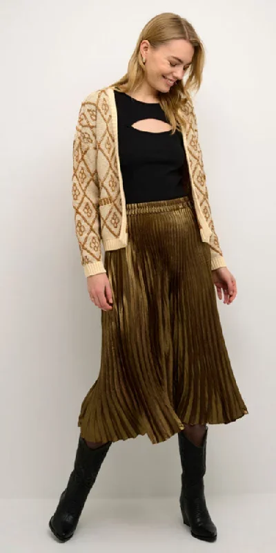 Cream Gilded Pleated Skirt