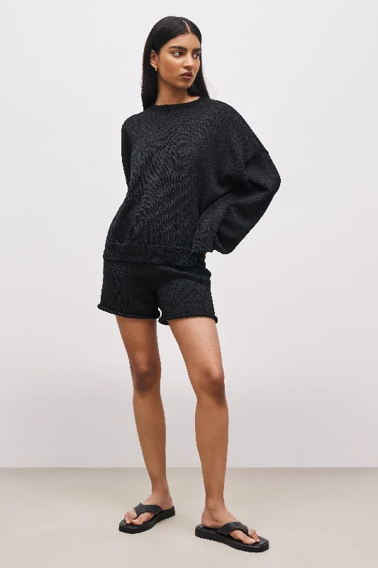 Crochet Knit Shorts - Black