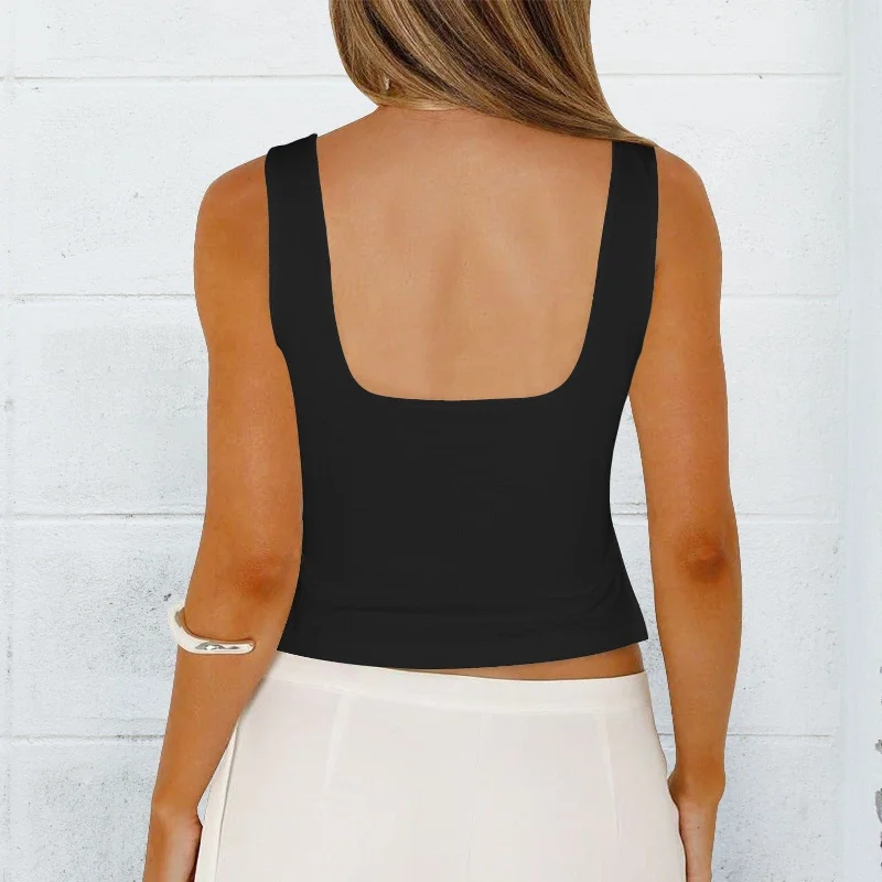 custom-face-text-ribbons-top-personalized-womens-square-neck-backless-ruched-side-split-crop-tank-tops