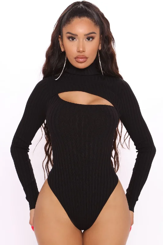 Cut The Antics Sweater Bodysuit - Black