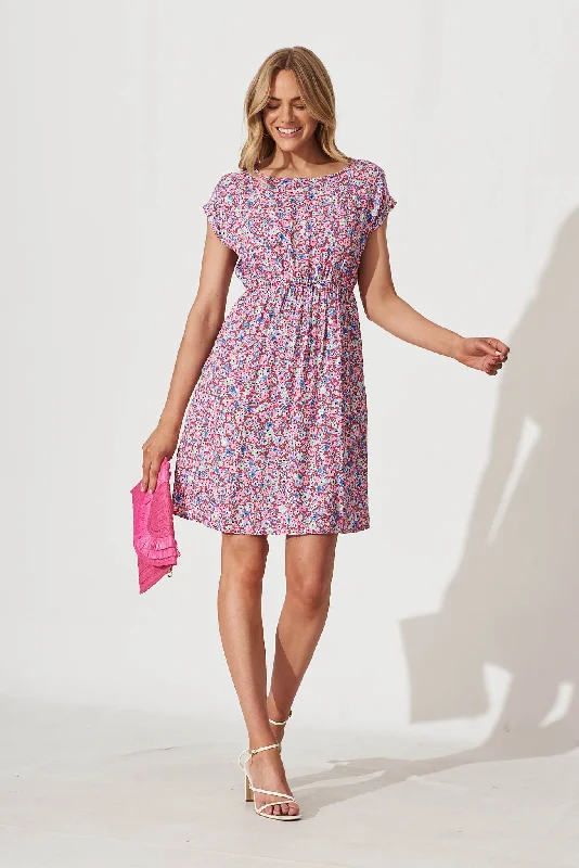 Darcy Dress In Pink Multi Floral