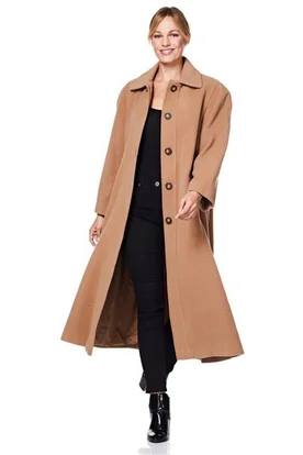 De La Creme Fashions Curve Wool Cashmere Blend Long Coat