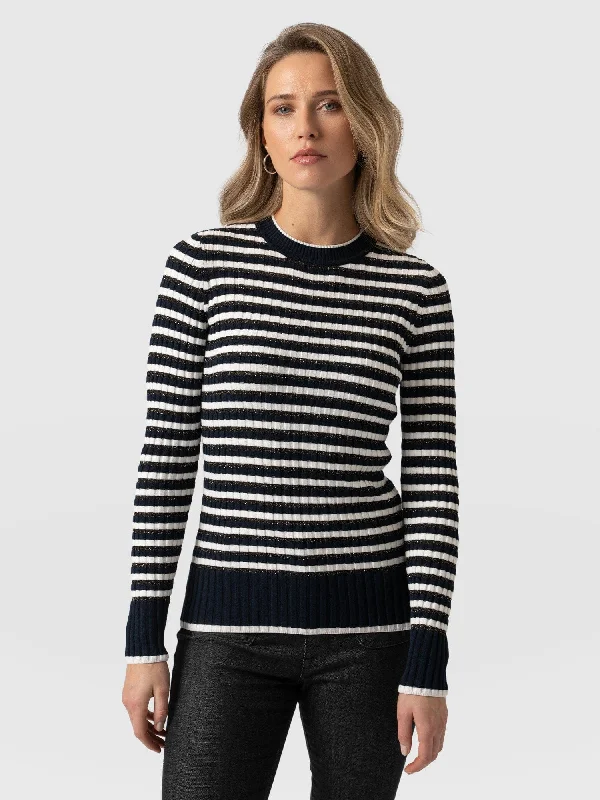 Harlow Knit - Navy and White