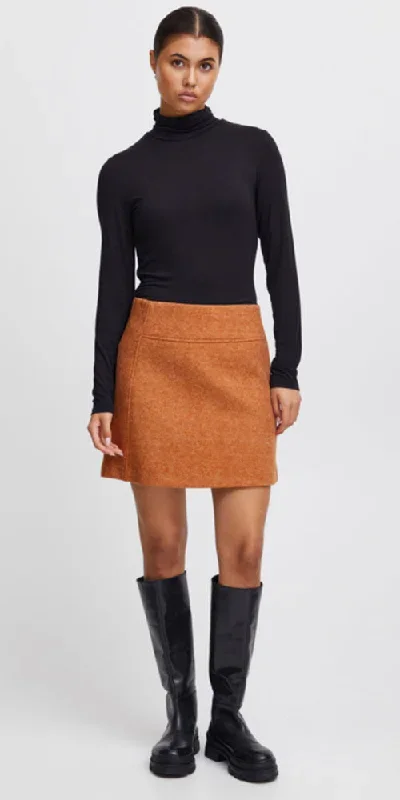 Ichi Felted A-line Skirt, pumpkin spice