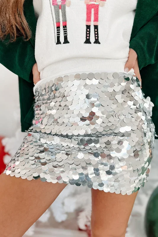 I'm Down To Party Sequin Mini Skirt (Silver)