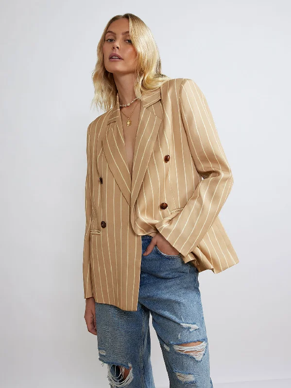 Josephine Camel Stripe Double Breasted Blazer