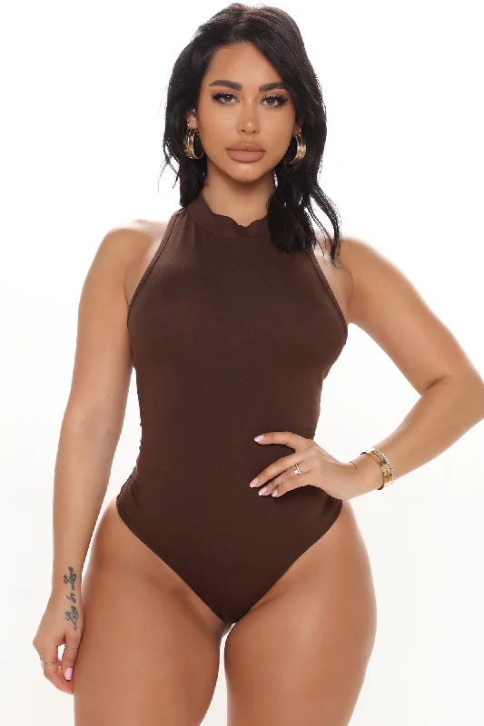 Mel Sleeveless Mock Neck Bodysuit - Chocolate