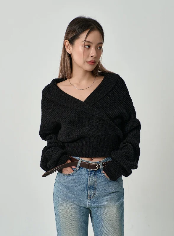 off-shoulder-v-neck-crossed-sweater-cd19