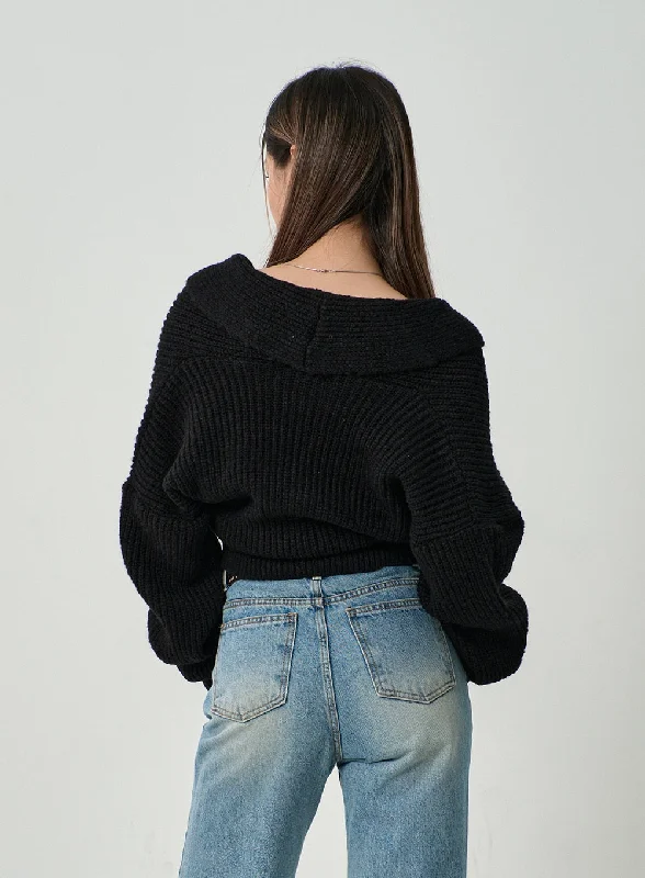 off-shoulder-v-neck-crossed-sweater-cd19