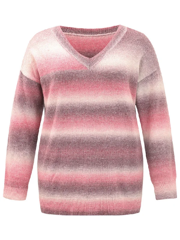 ombre-heather-v-neck-elastic-cuffs-pullover