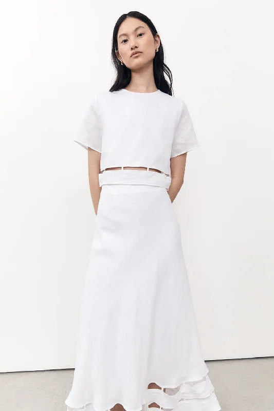 PETRA WHITE LINEN CROP TOP