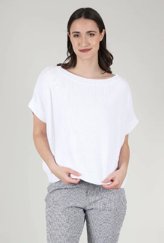 Waffle Sweater Tee, White