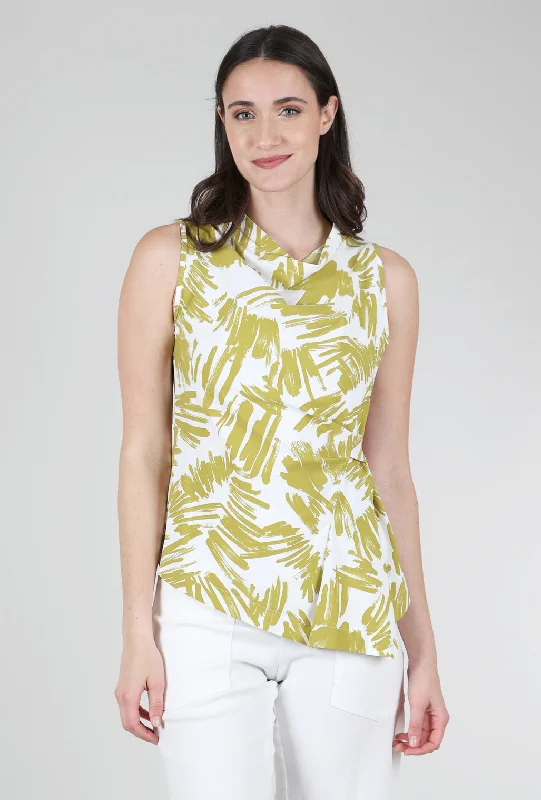 Sicily Print Top, Chartreuse Flutter