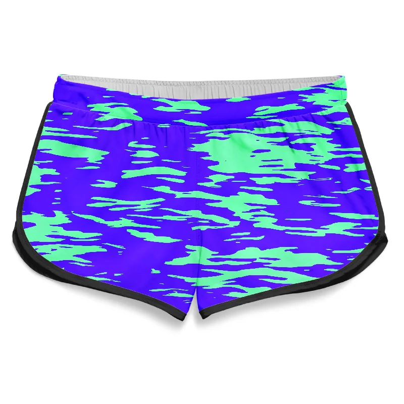 Purple Mint Rave Zebra Stripe Women's Retro Shorts