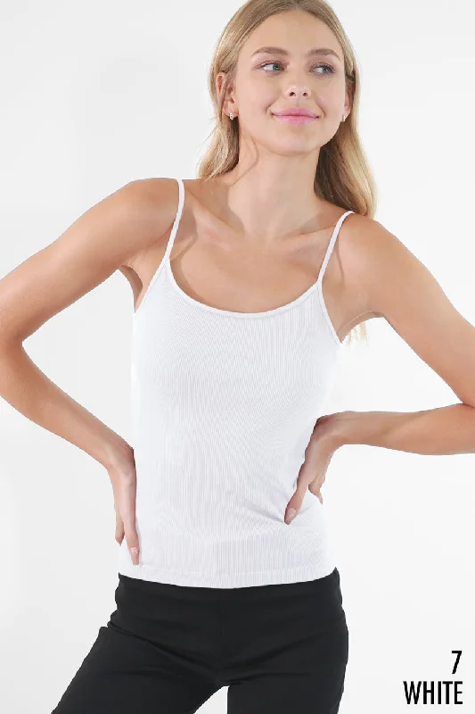 Ribbed Skinny Strap Tank White