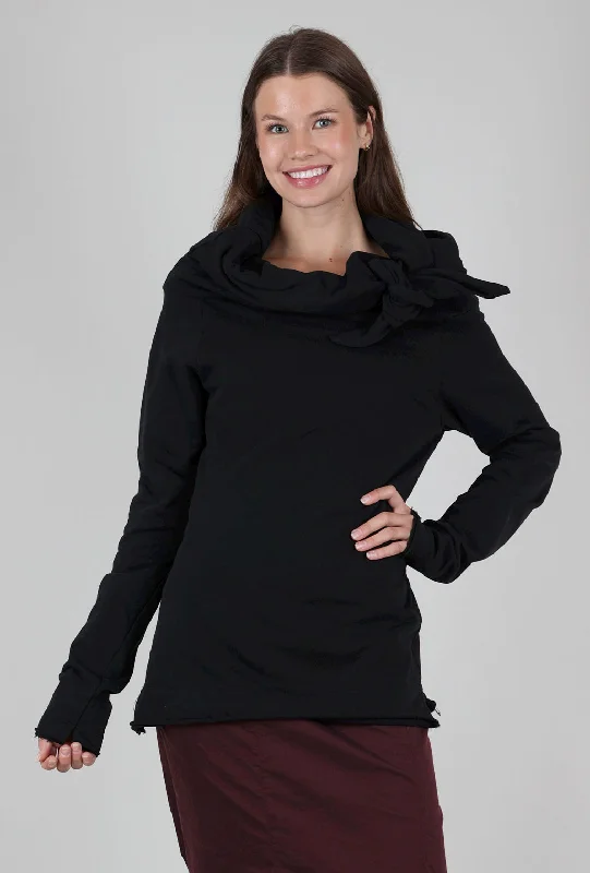 Scrunch Funnel Pullover, Black