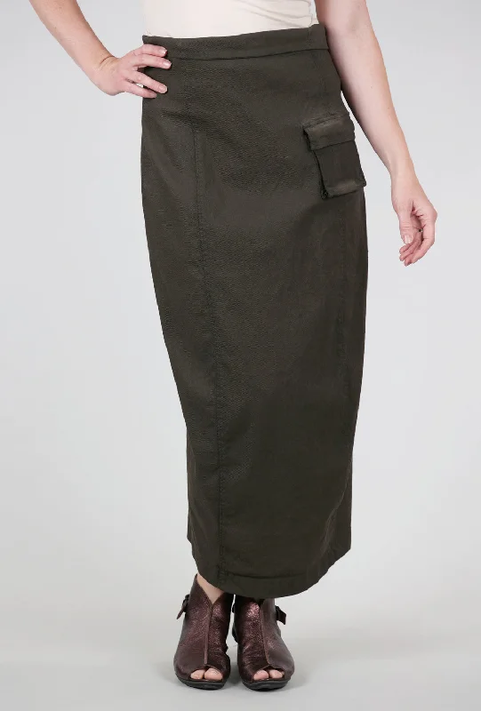 Texture Twill Roll Waist Skirt, Khaki