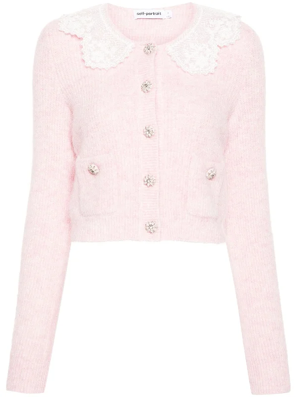 Pink Fluffy Rib Knit Cardigan