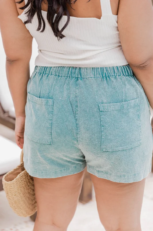 teal-acid-wash-pull-on-shorts