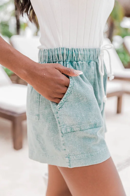 teal-acid-wash-pull-on-shorts