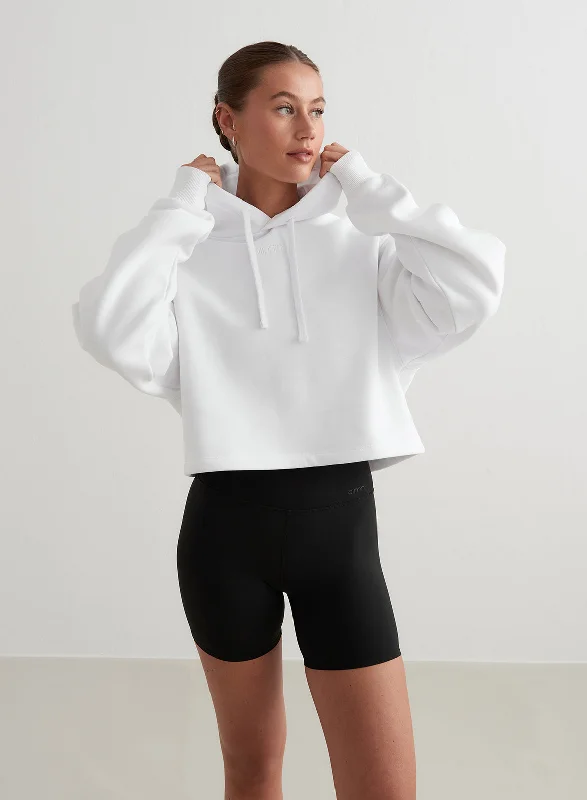 White Cropped Hoodie