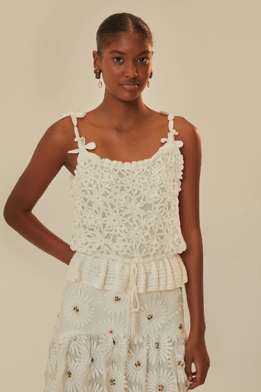 White Flowers Crochet Top