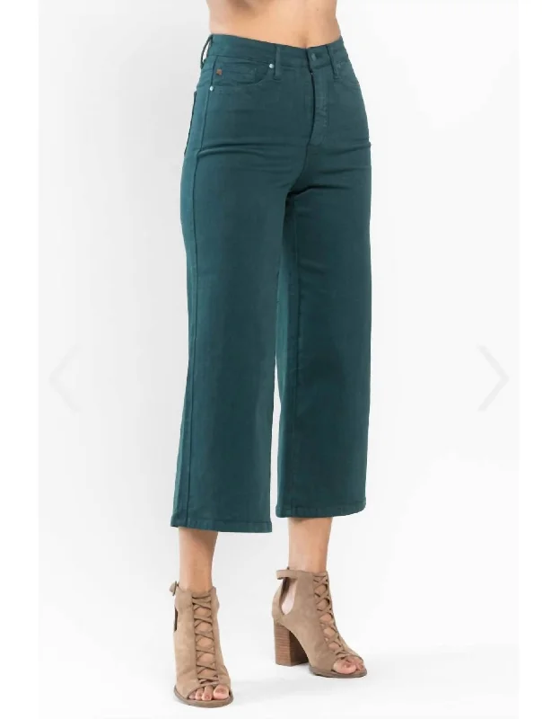 Women's Wide Leg Crop Jean In Emerald